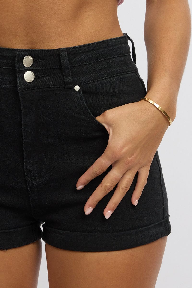 Black Skinny Denim Short High Rise - Image 6