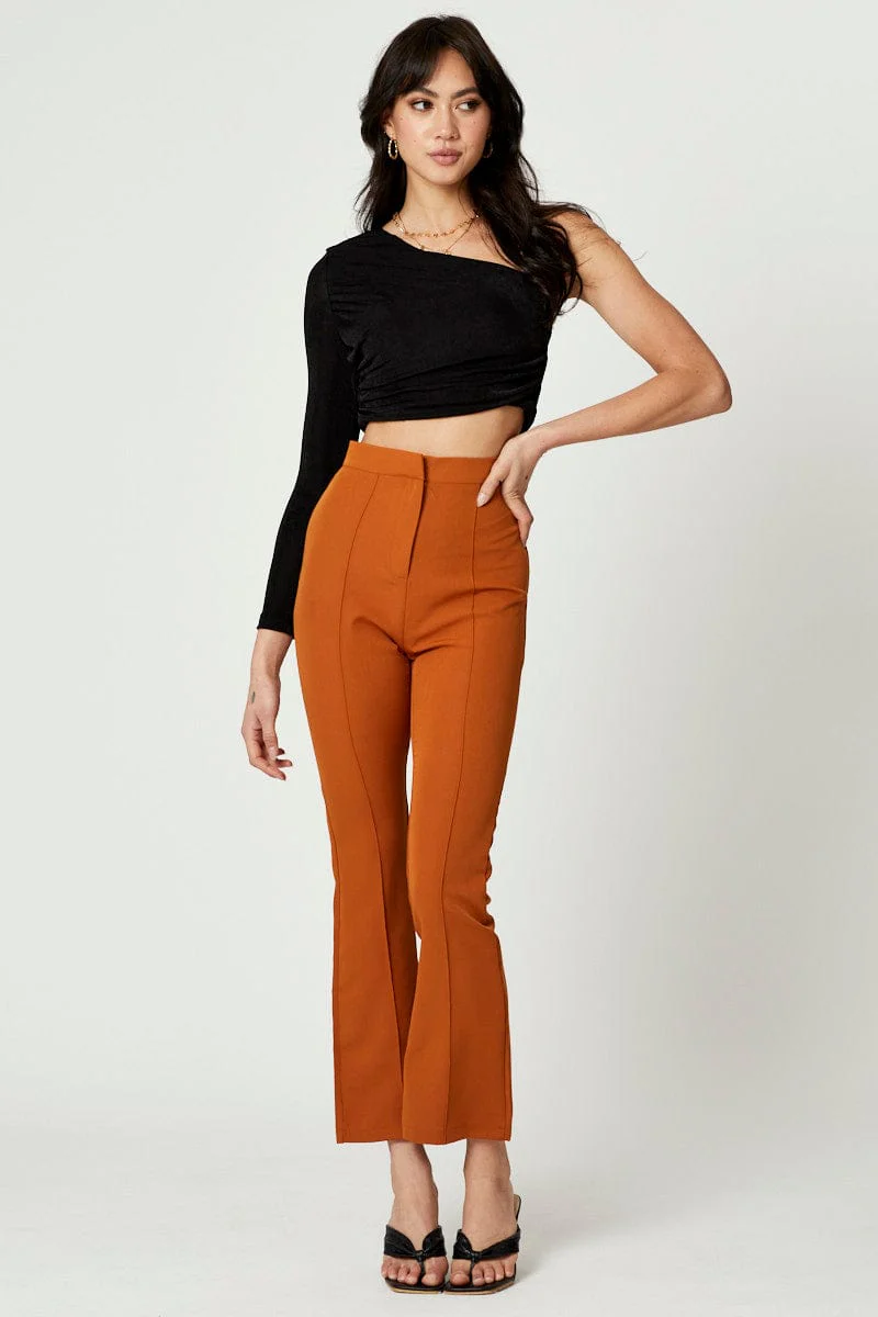 Black Slinky Jersey One Shoulder Top - Image 2