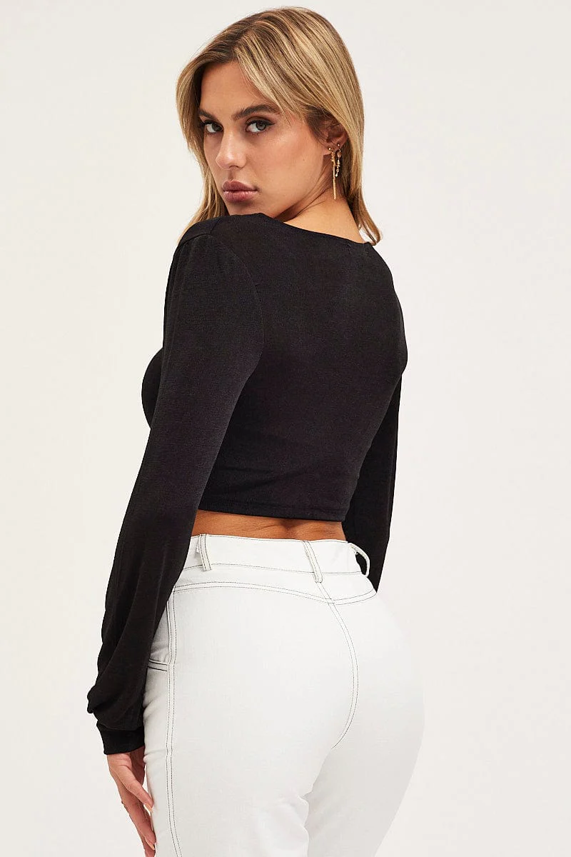 Black Slinky Shirt Long Sleeve - Image 5