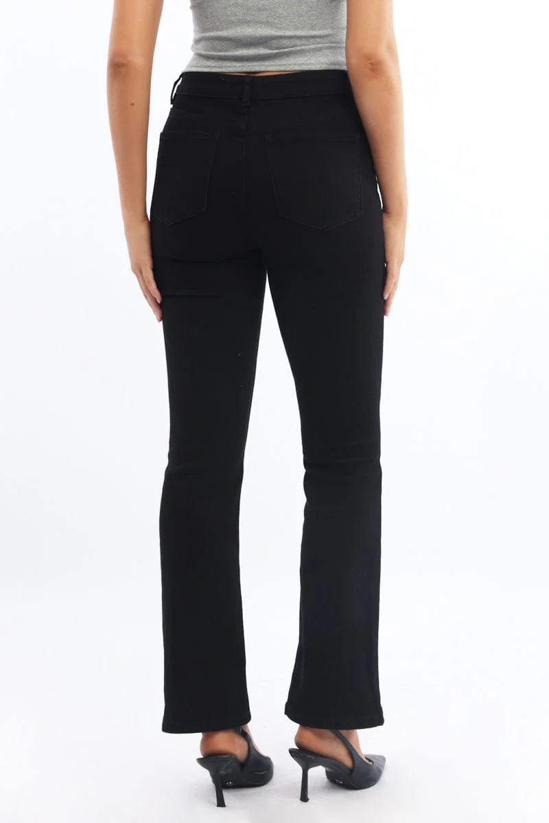 Black Straight Denim Jeans - Image 4