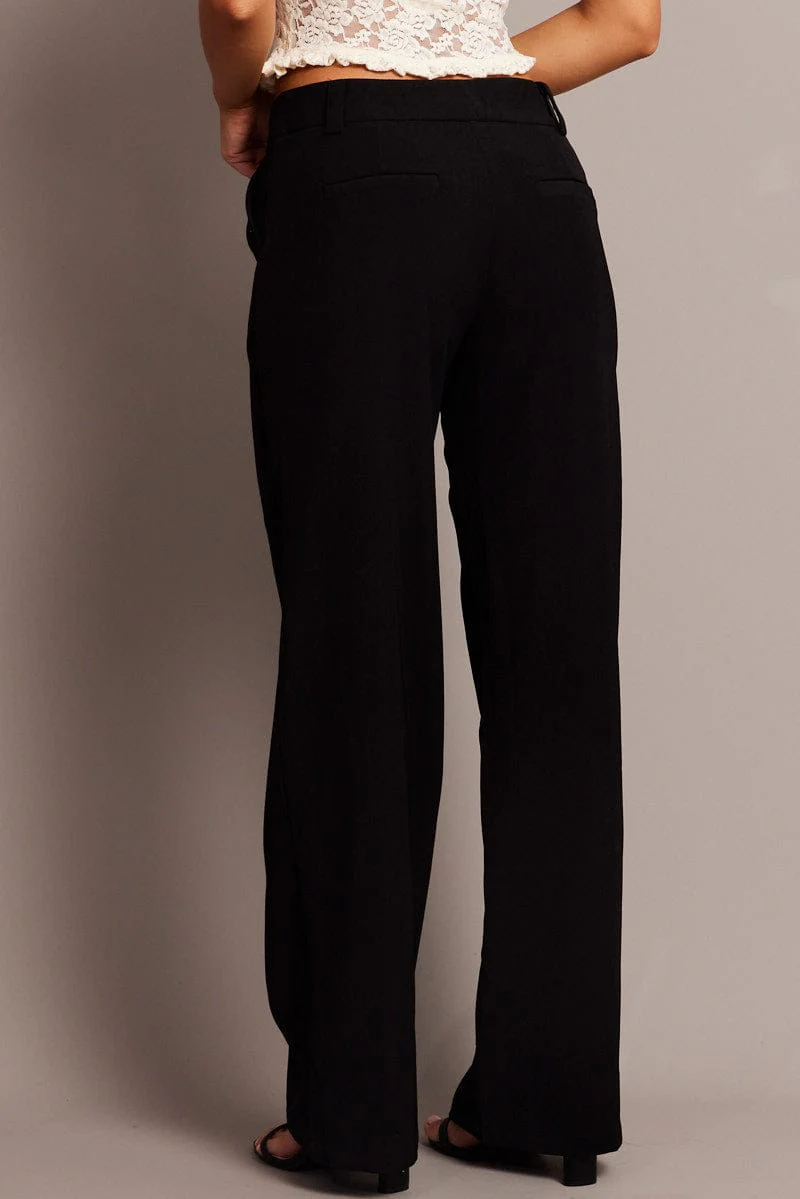 Black Straight Fit Pants Mid Rise - Image 5