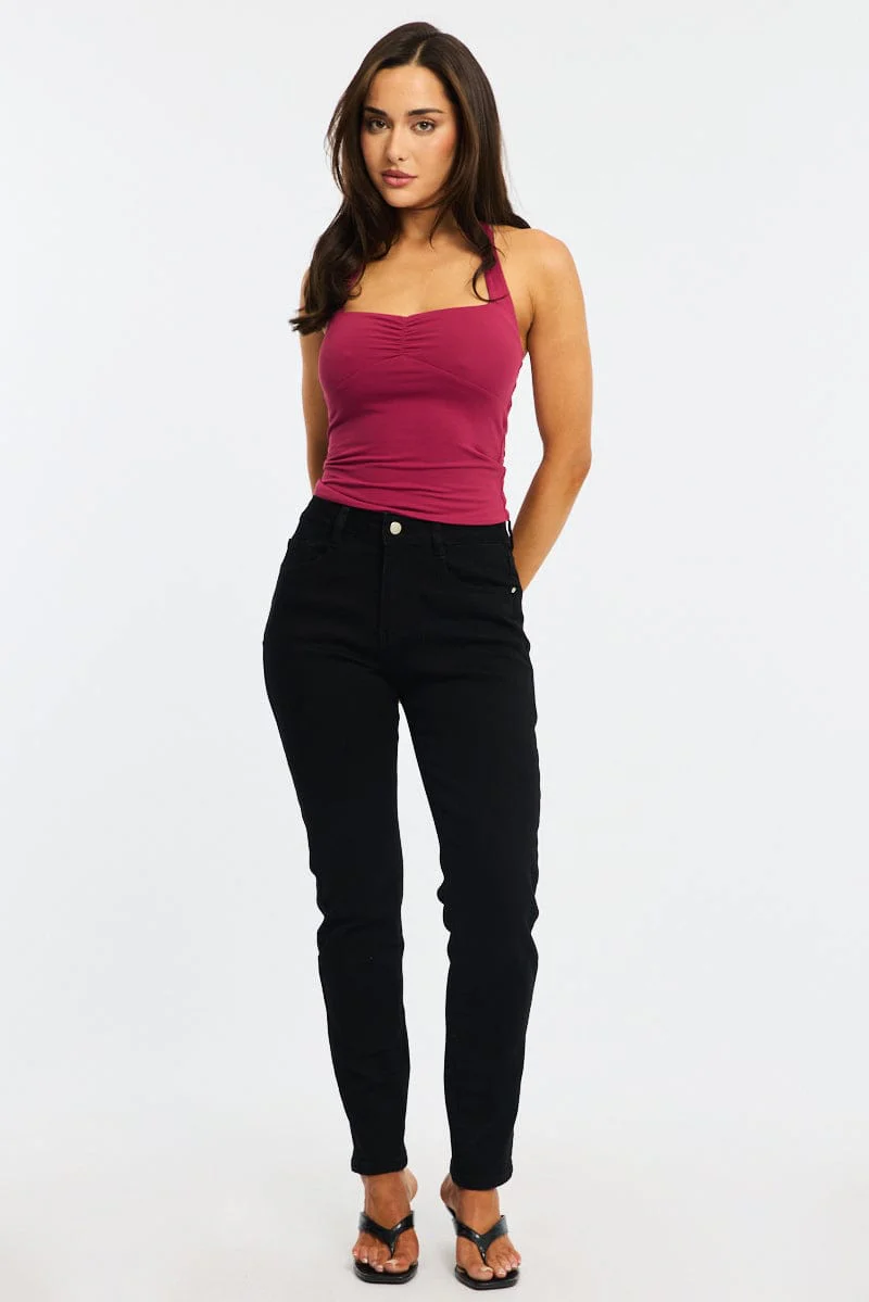 Black Straight Jeans High Rise - Image 3