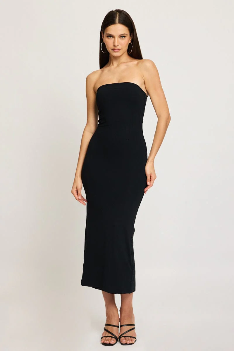 Black Strapless Bodycon Dress
