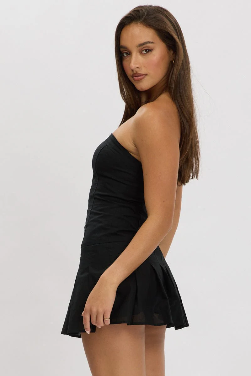 Black Strapless Mini Dress - Image 4