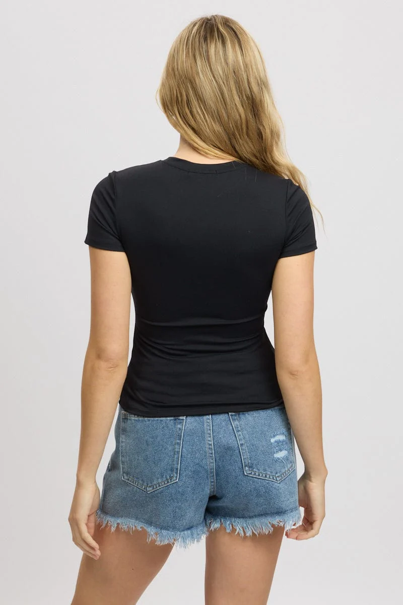 Black T-Shirt Short Sleeve Crew Neck Supersoft - Image 5