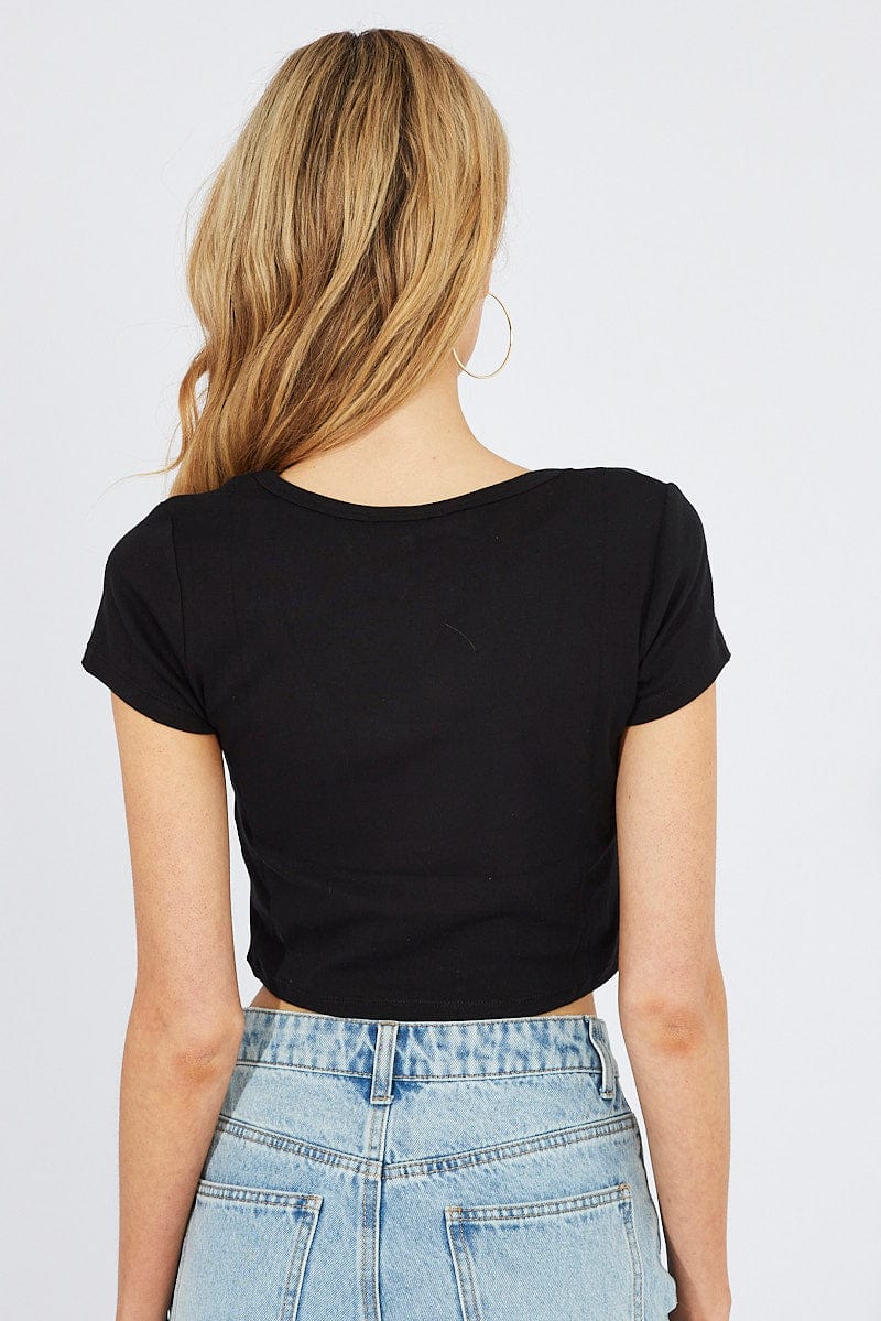 Black T-Shirt Short Sleeve Scoop Neck - Image 5