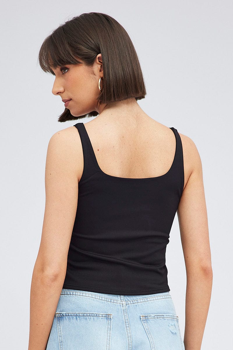 Black Tank Top Square Neck Supersoft - Image 5