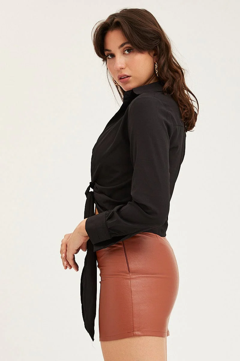 Black Tie Up Top Long Sleeve - Image 4