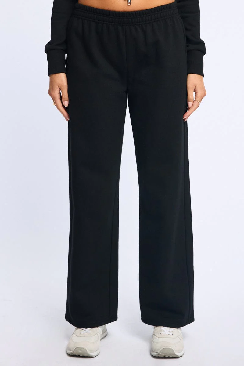 Black Track Pants Wide Leg - Image 2