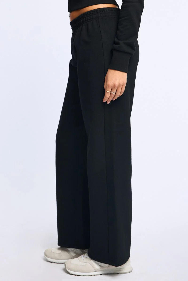Black Track Pants Wide Leg - Image 3