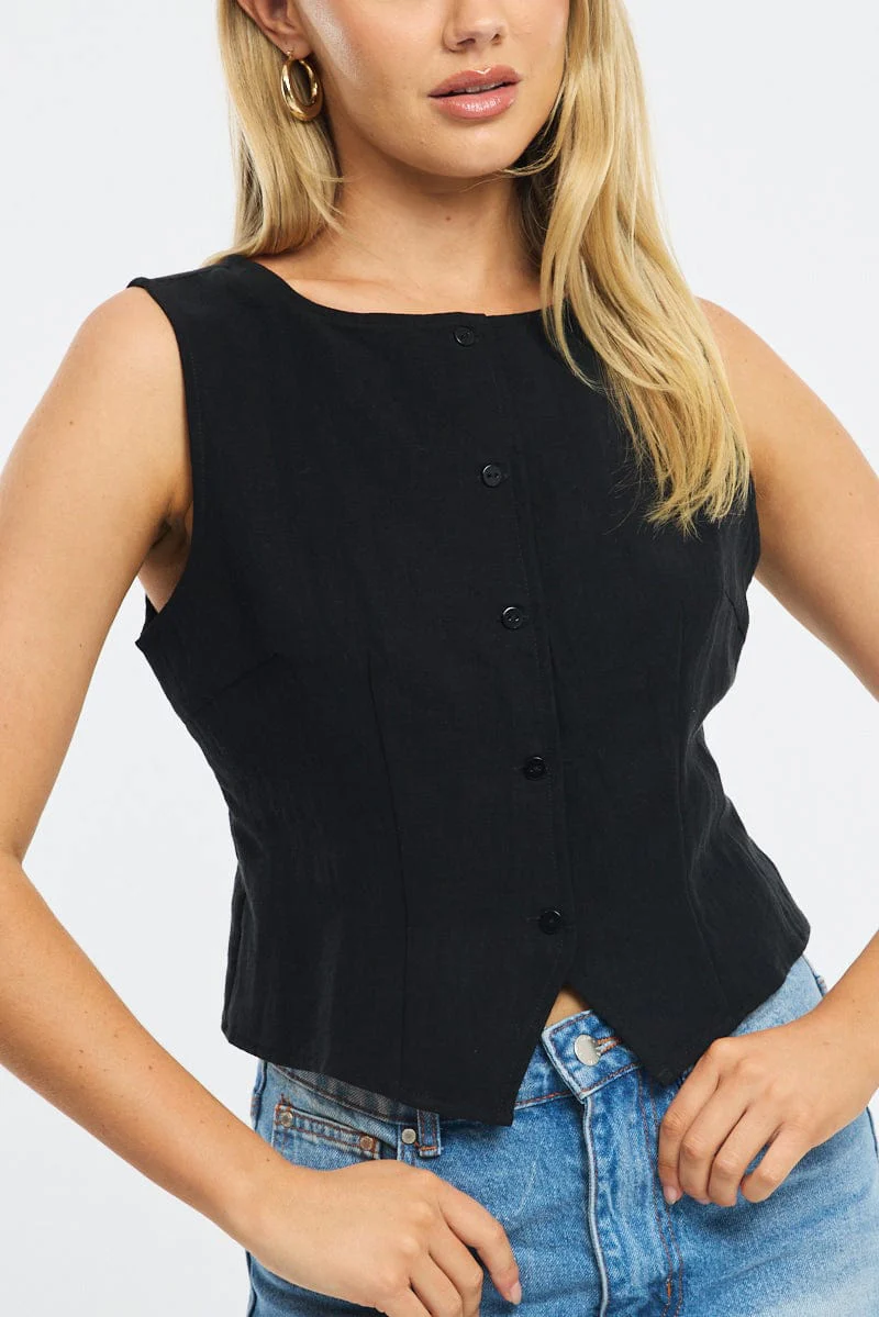 Black Waistcoat Crew Neck - Image 5