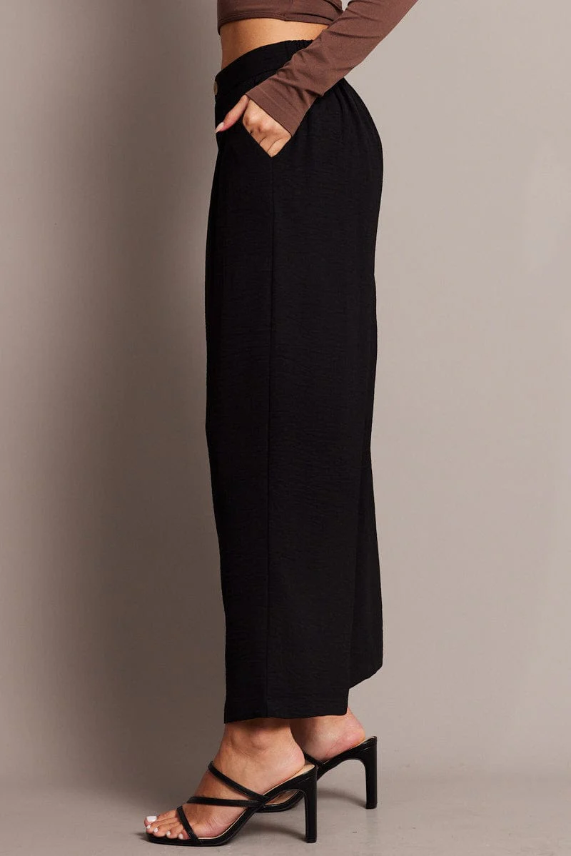 Black Wide Leg Pants Cropped - Image 4