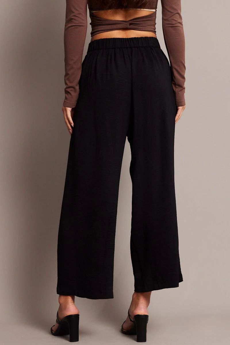 Black Wide Leg Pants Cropped - Image 5