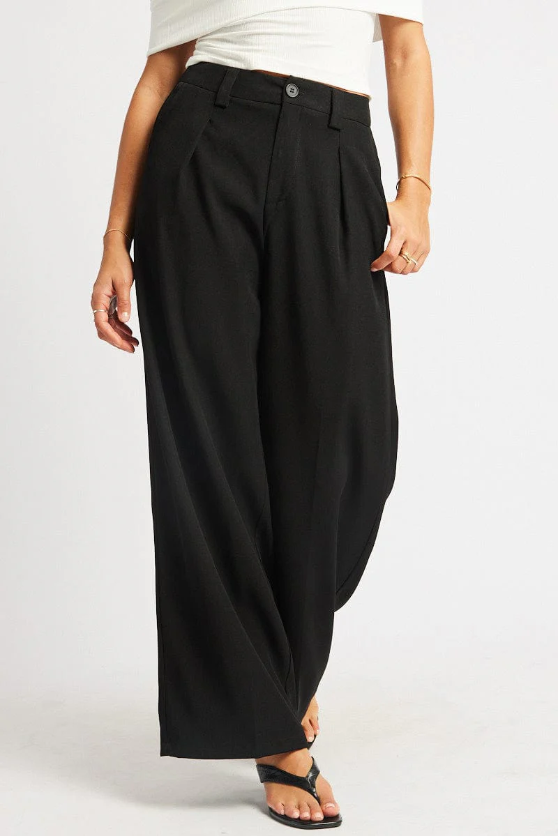 Black Wide Leg Pants High Rise - Image 3