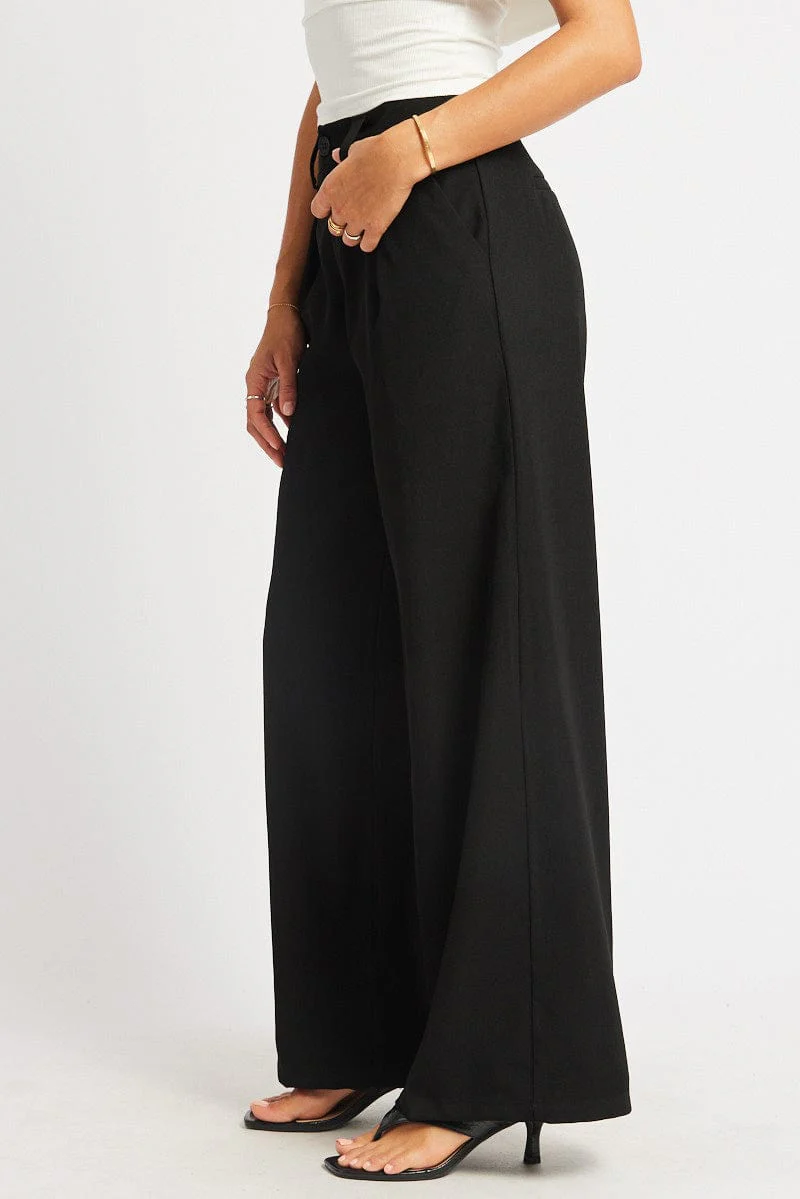 Black Wide Leg Pants High Rise - Image 4