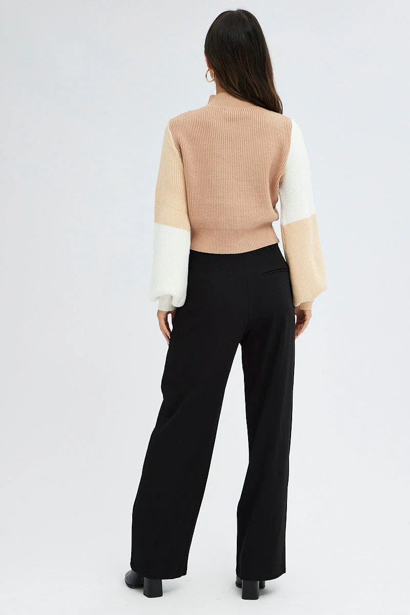 Black Wide Leg Pants Low Rise Cross over Waistband - Image 5