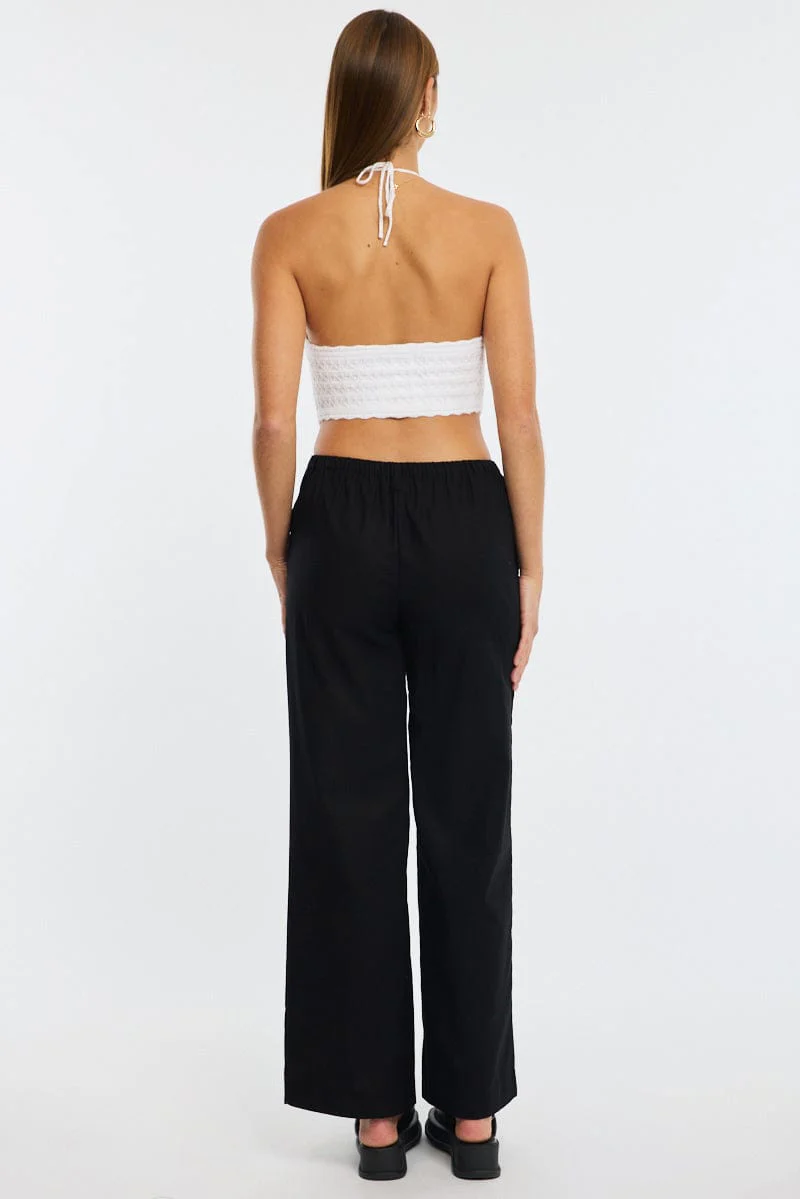 Black Wide Leg Pants Waist Tie - Image 5