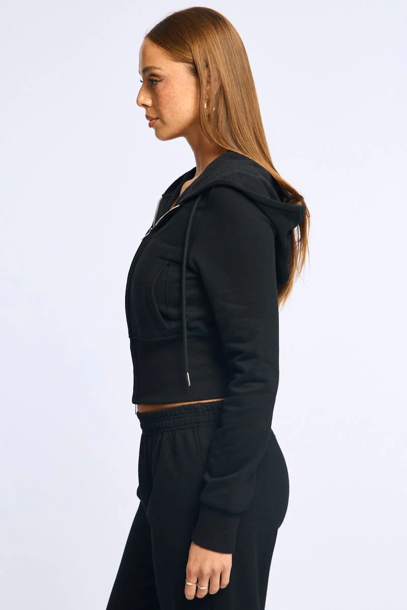 Black Zip Through Hoodie - Image 3