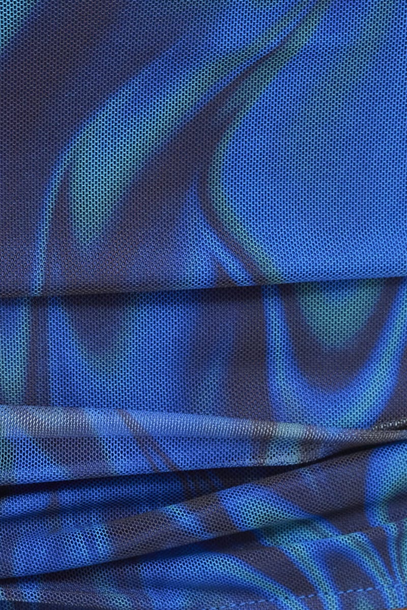 Blue Abstract Garter Corset Shrug Long Sleeve Mesh - Image 6
