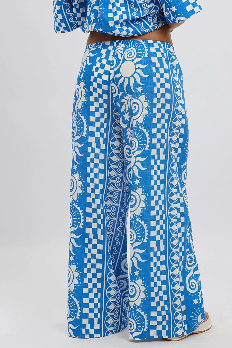 Blue Abstract Wide Leg Pants High Rise - Image 5