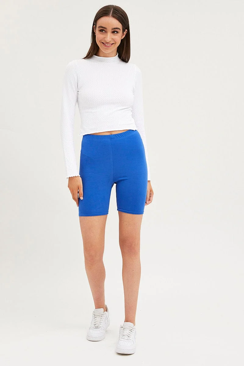 Blue Bike Shorts Cotton - Image 3