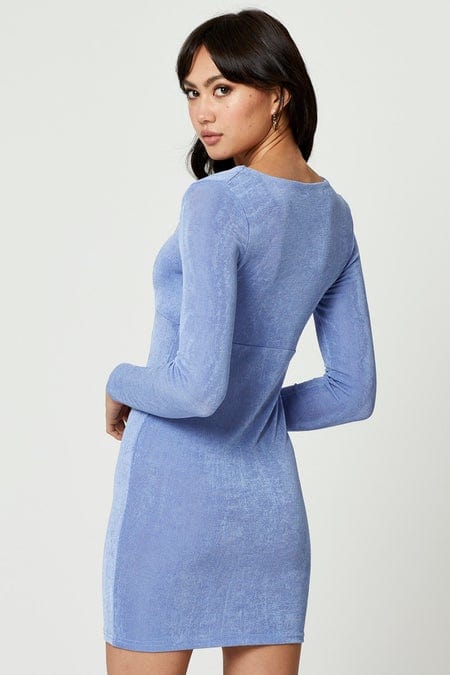 Blue Bodycon Dress Long Sleeve - Image 4