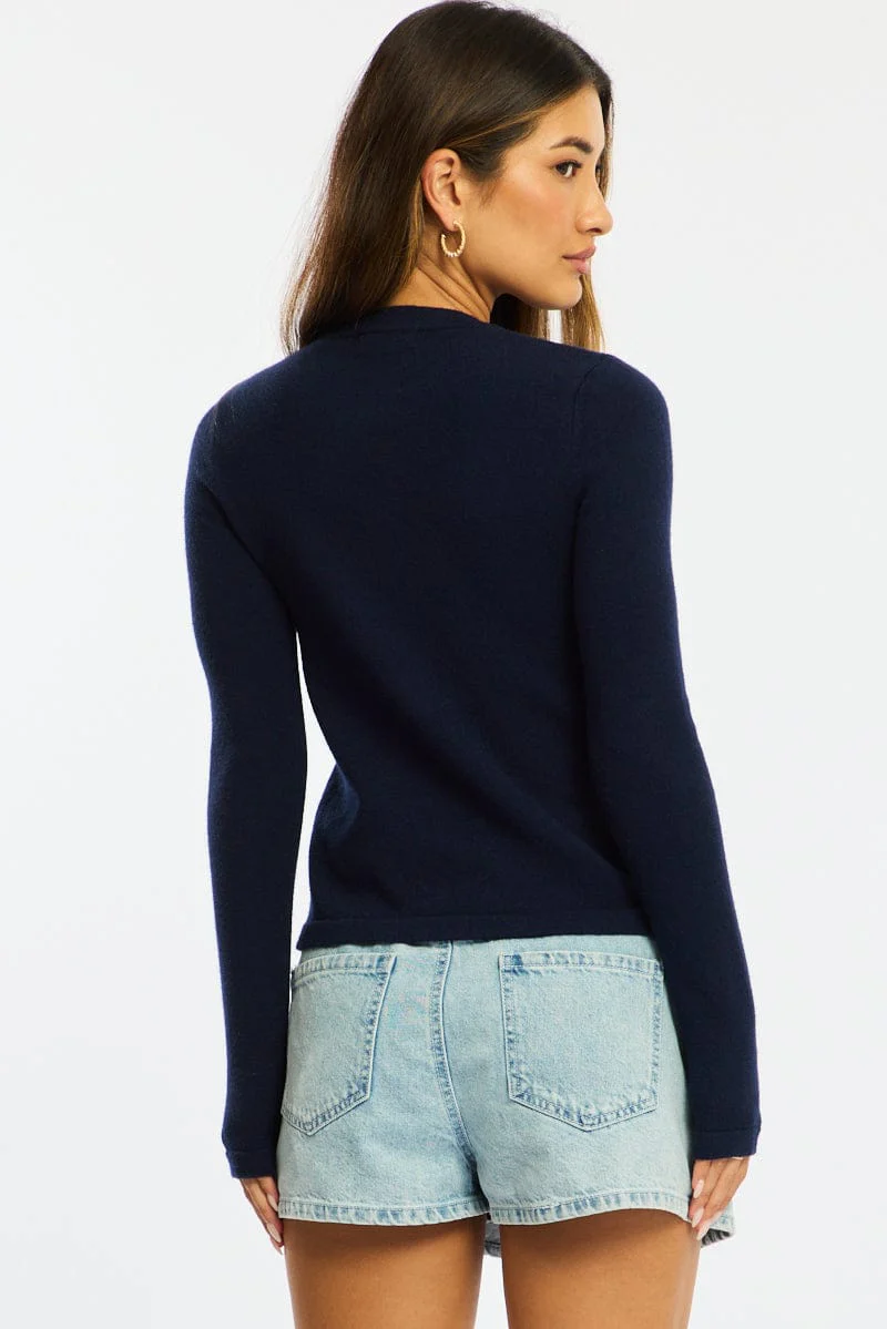 Blue Button Down Fitted Cardigan - Image 6