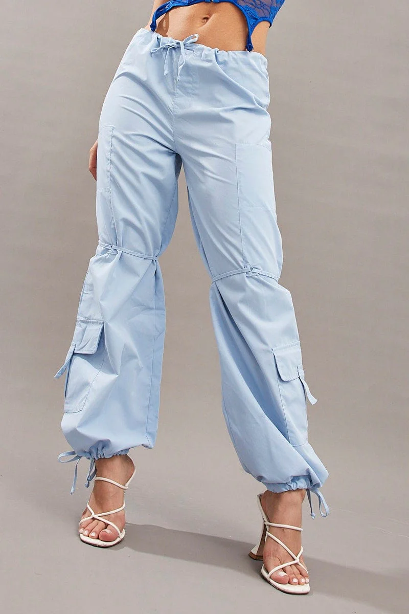 Blue Cargo Parachute Pants Relaxed - Image 2