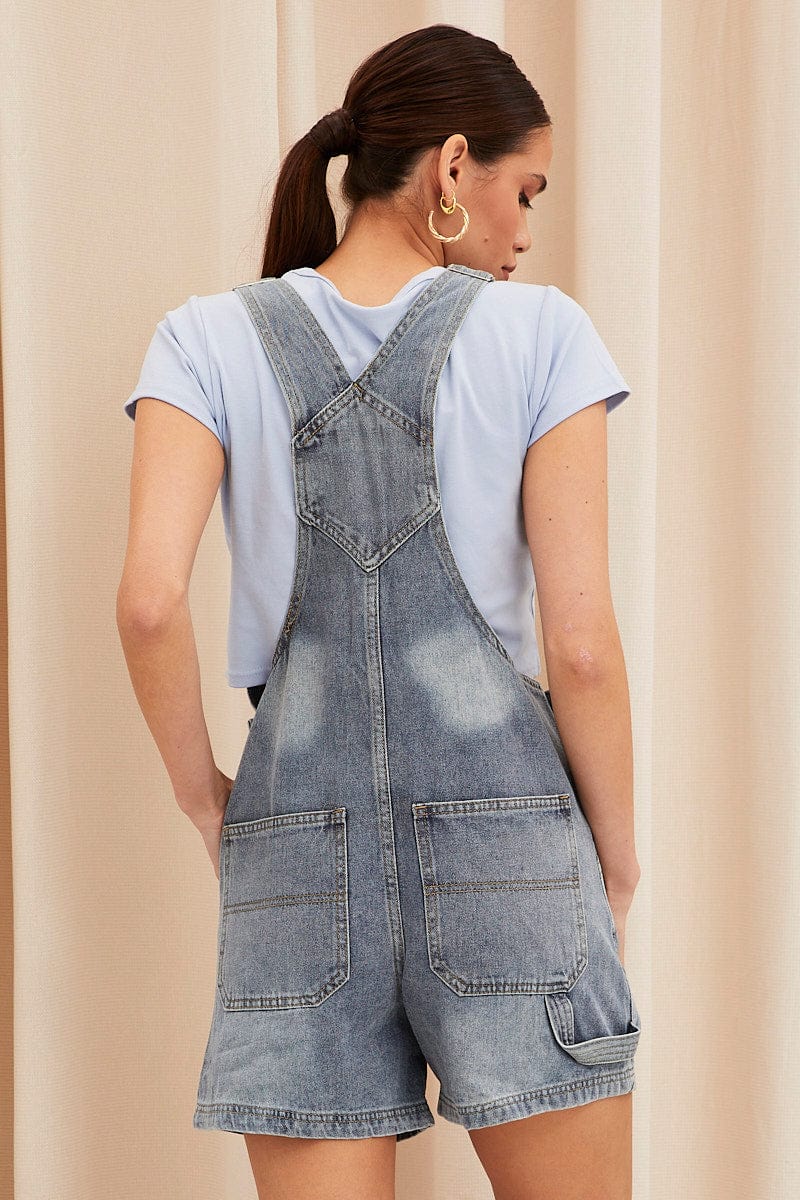 Blue Carpenter Overall Shorts Denim - Image 5