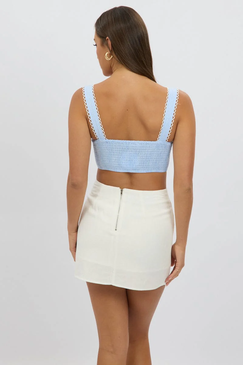 Blue Check Crop Top Sleeveless Corset - Image 5