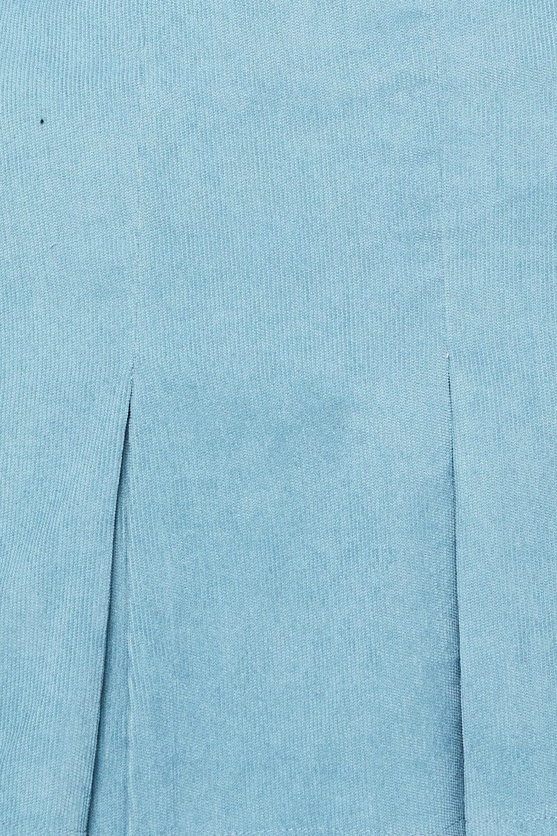 Blue Cord Pleated Tennis Skirt - Image 6