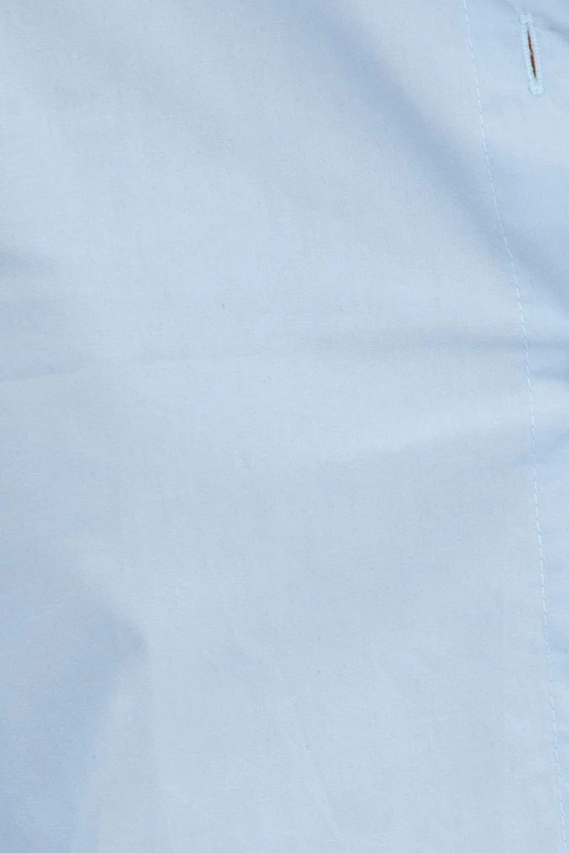 Blue Crop Shirt Long Sleeve Collared Button Up Slim Fit - Image 6