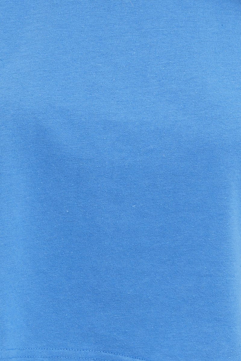 Blue Crop T Shirt Short Sleeve Crew Neck - Image 6