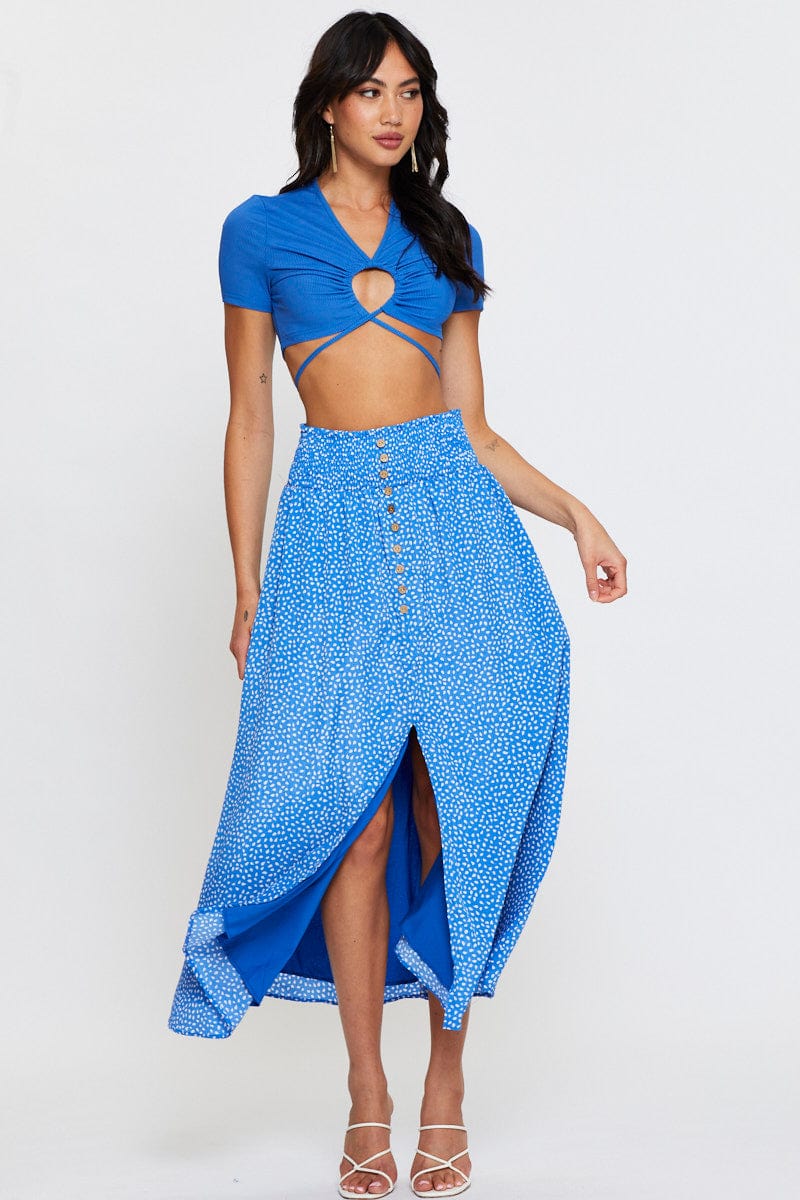 Blue Crop Top Short Sleeve - Image 2
