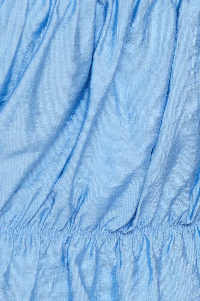 Blue Crop Top Short Sleeve Square Neck - Image 6