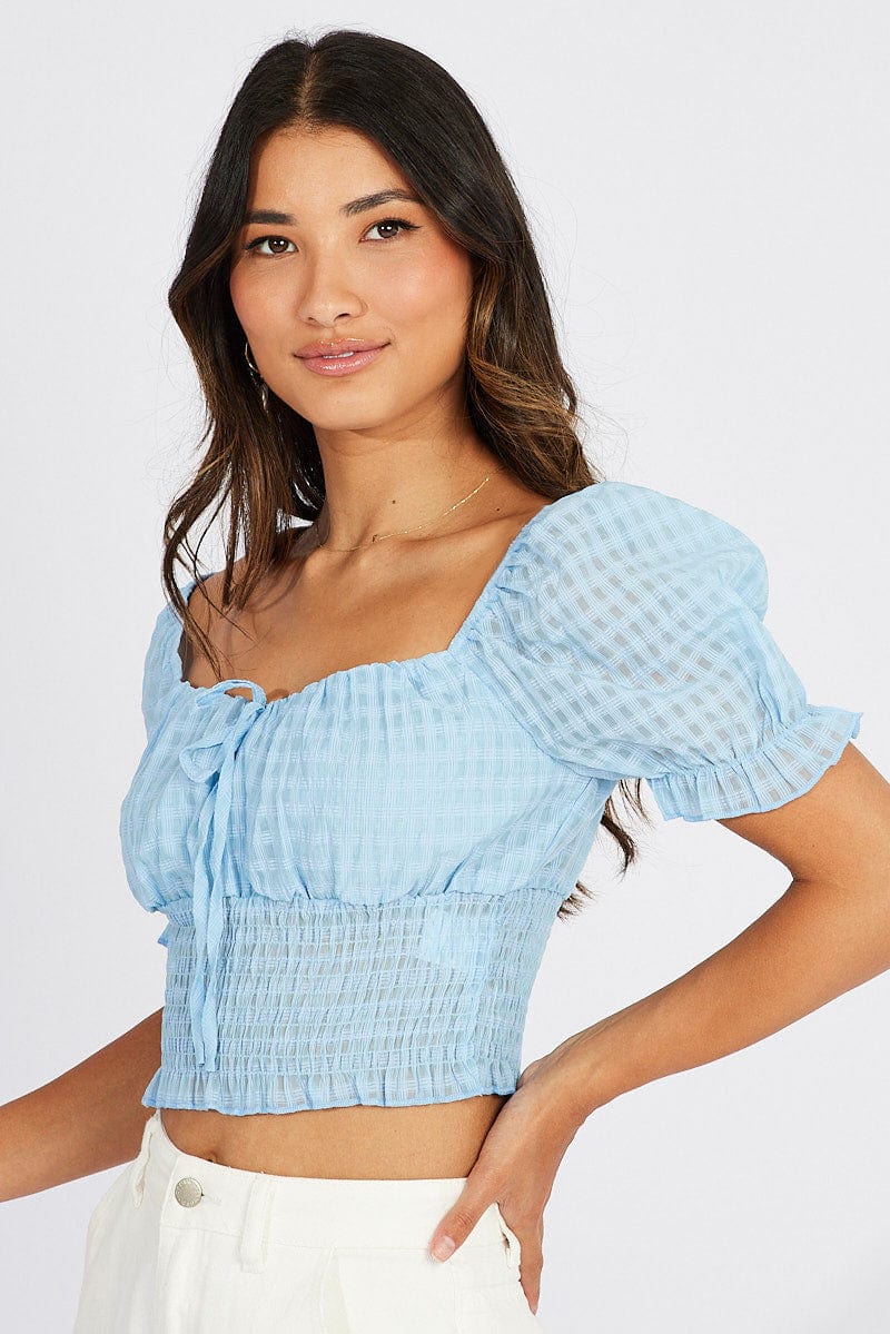Blue Crop Top Short Sleeve - Image 4