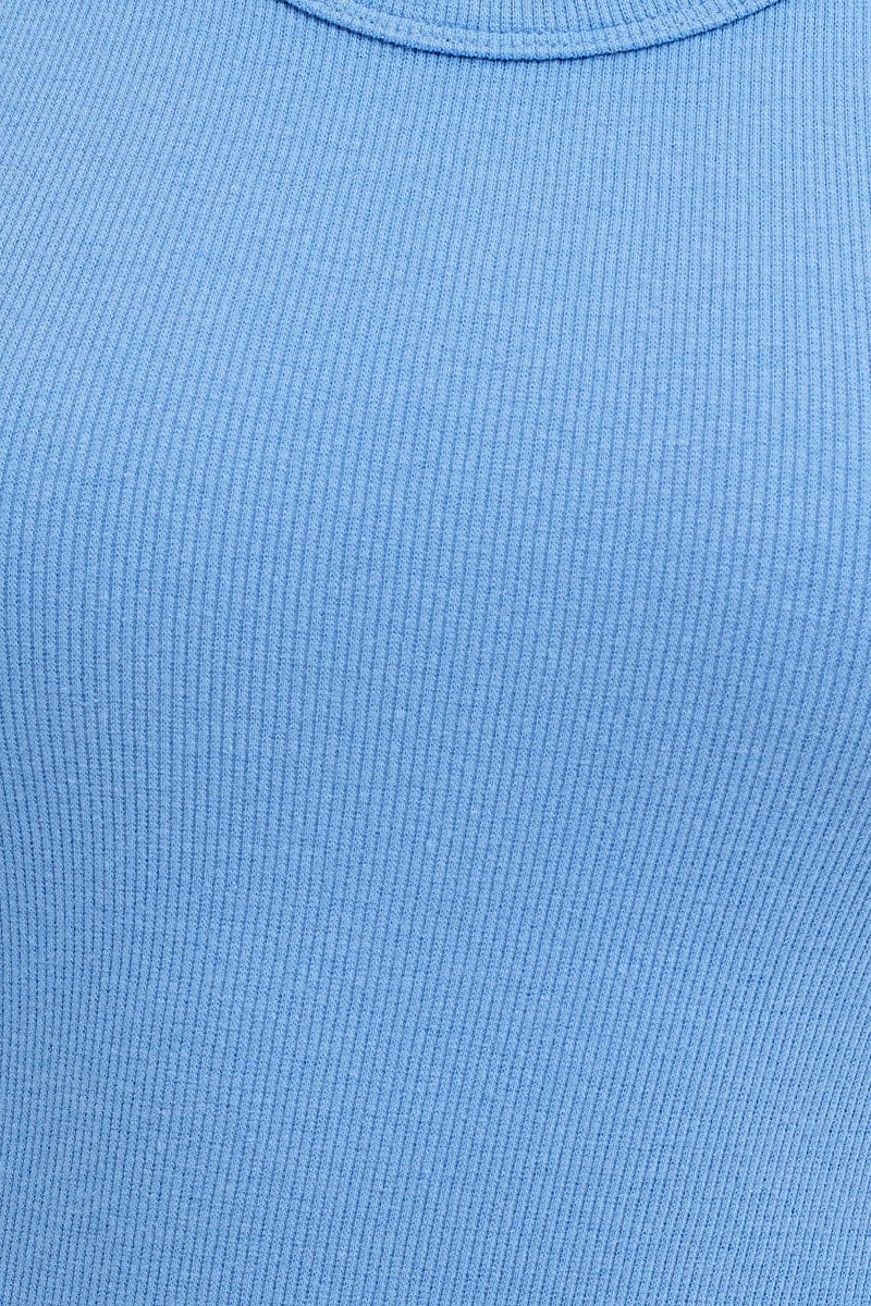 Blue Dress Round Neck Sleeveless Rib - Image 6