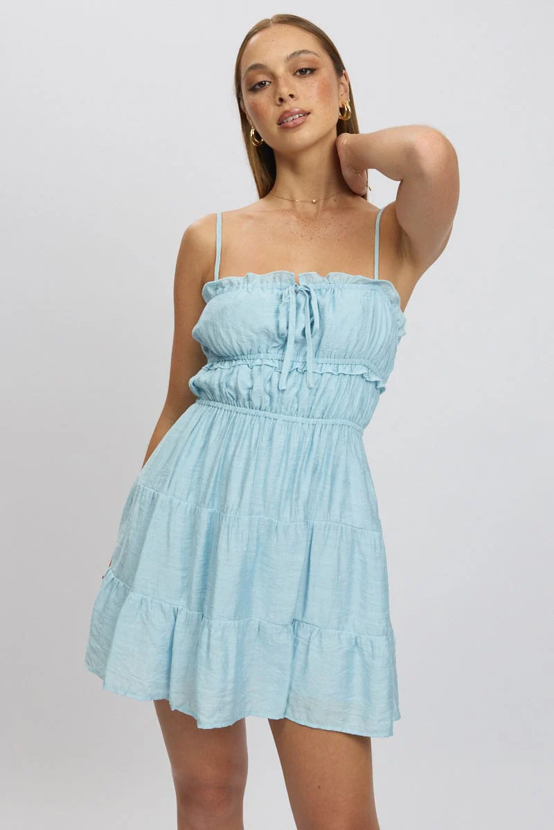 Blue Fit And Flare Dress Cut Out - Image 2