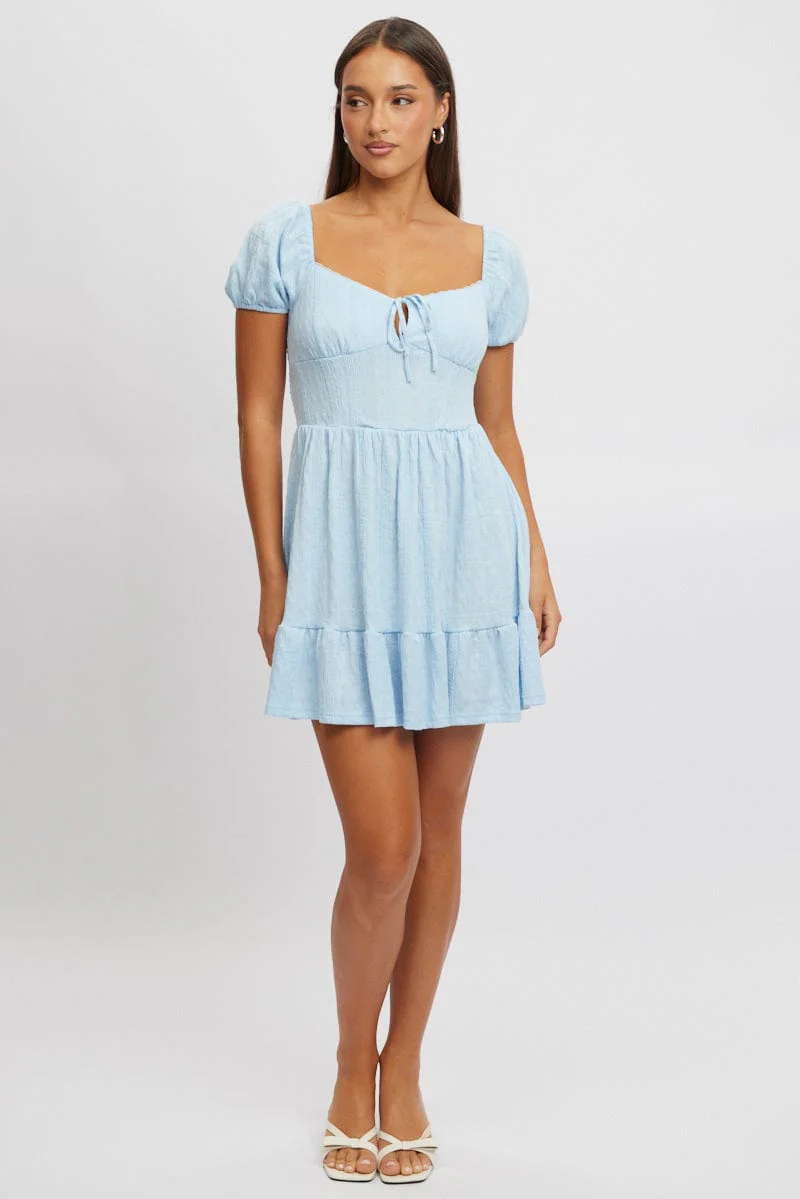 Blue Fit And Flare Dress Mini Lace - Image 2
