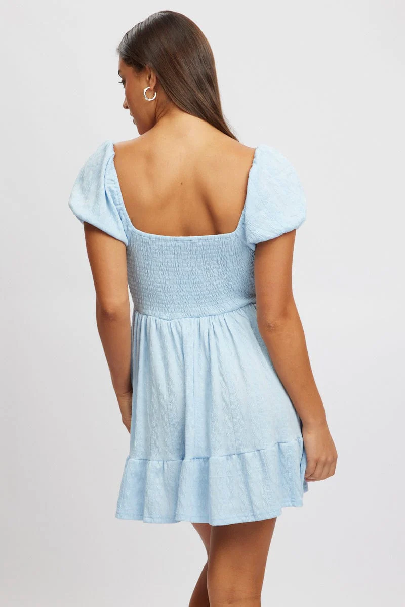 Blue Fit And Flare Dress Mini Lace - Image 5