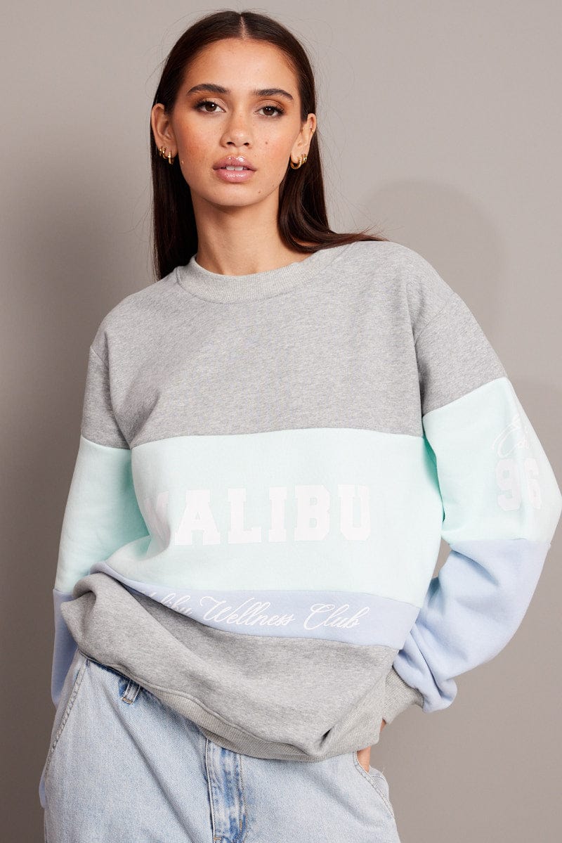 Blue Graphic Sweater Long Sleeve - Image 3