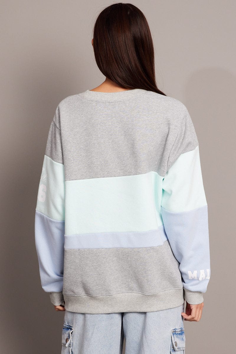Blue Graphic Sweater Long Sleeve - Image 5