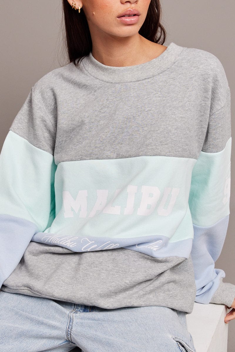 Blue Graphic Sweater Long Sleeve - Image 6