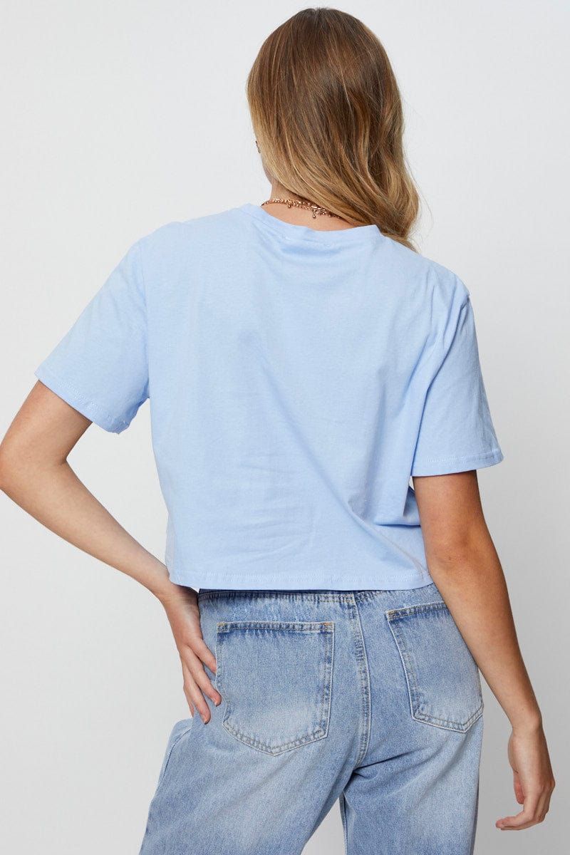 Blue Graphic T-Shirt Short Sleeve Crop - Image 5