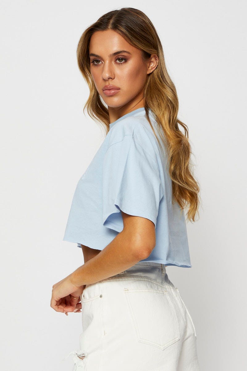 Blue Graphic T Shirt Short Sleeve Crop - Image 10