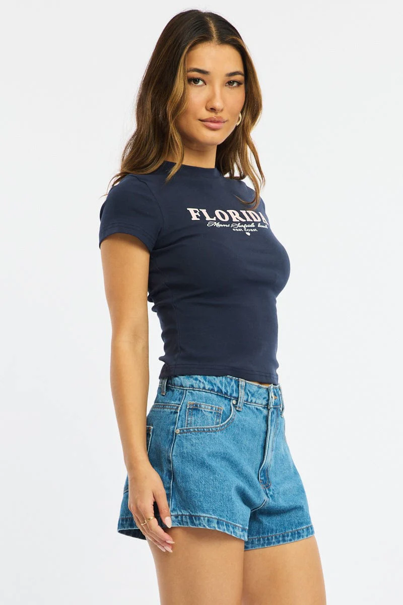 Blue Graphic Tee Short Sleeve - Image 3