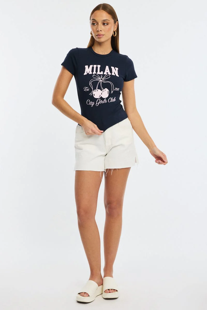 Blue Graphic Tee Short Sleeve - Image 2