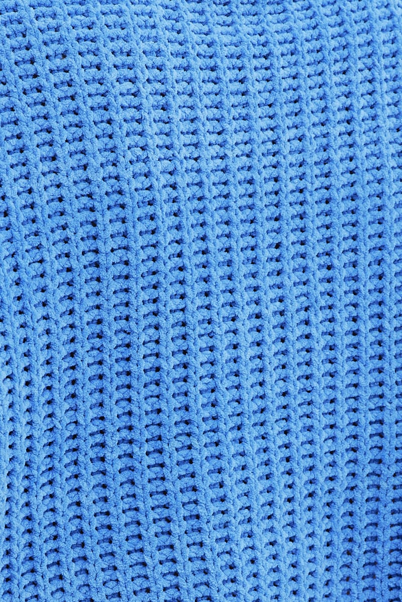 Blue Knit Jumper Turtle Neck Chenille - Image 6