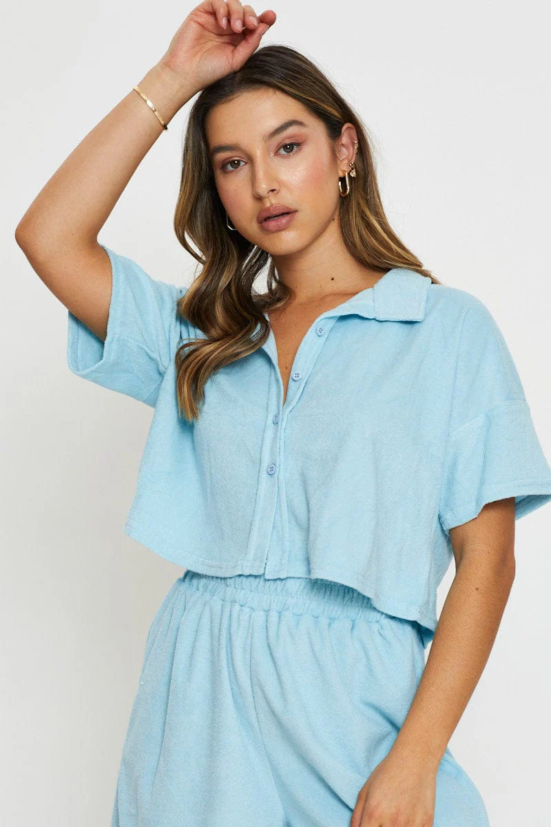 Blue Lounge Shirt Terry - Image 3