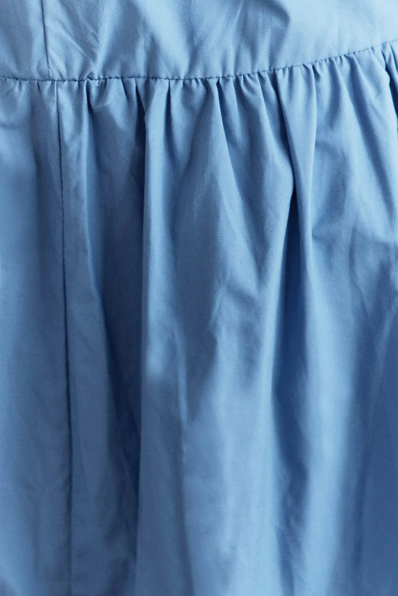 Blue Maxi Dress V-Neck Sleeveless Poplin - Image 6